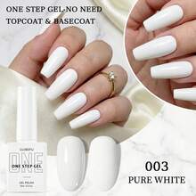 Sơn gel một bước 3 trong 1 màu trắng tinh khiết 15ml, không cần lớp sơn lót hay sơn phủ, màu trắng đặc lý tưởng cho móng tay kiểu Pháp, móng cưới, móng cô dâu, móng nghệ thuật tuyết Giáng sinh, sơn gel UV LED dung tích lớn. - trắng - Xem 6
