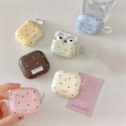 6-Color Dot With "Around The World" Text + Hanging Ring Earphone Case Compatible With AirPods Pro 2, Cute Minimalist Design For Apple Pro, 4, 3, 1/2, Suitable For Women And Men