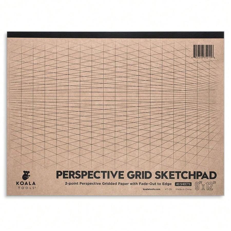Kooalaa Tools | Drawing Perspective (1 And 2-Point) Large Sketch Pad (2 Point - 9 X 12) - 2點-9x12 - 查看 1