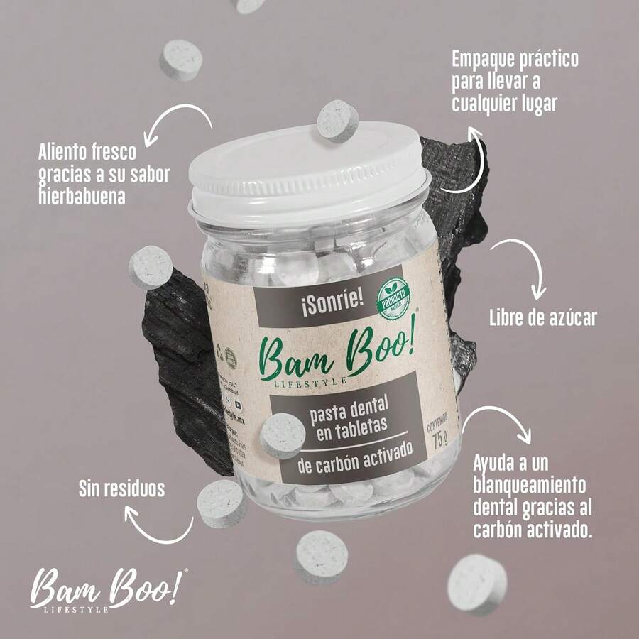 Botella de pasta de dientes sólida de 75g Bam Boo!Estilo de vida| Carbón Activado - Carbón Activado 75g Bam Boo! Lifestyle - Ver 1