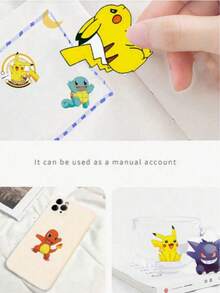 pokemon 宝可梦超萌皮卡丘贴纸，20/40张/包！一次性水转印贴纸，适用于派对、生日、手机壳、家居、户外游戏装饰，想贴哪儿就贴哪儿——生日派对、角色扮演、日常佩戴的完美之选。部分款式还有惊喜图案哦！ - 彩色 - 查看 6