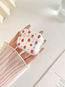 Strawberry Painted Transparent Earphone Case With Detachable Buttons, Fashion Bluetooth Headphone Protective Cover Compatible With AirPods, Pro, 3, Pro (2nd Gen), 1/2 - Multicolor - View 4