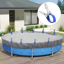 10pcs Heavy-Duty Stainless Steel Pool Cover Clips With Blue Plastic Handles - Windproof Spring Clamps For Secure Ground Pool Covers, With Durable Plastic Grips, All-Season Outdoor Use For Photography & Maintenance, Robust Clip Design - Blue - View 1