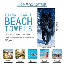 1pc Snow Wolf Beach Towel, Super Soft Microfiber Extra Large Beach Blanket, Super Absorbent Bath Towel, Suitable For Travel, Swimming Pool, Diving, Surfing, Yoga, Camping, Available In Multiple Sizes, Beach Accessories For Beach, Pool, Travel, Camping, Yoga - Multicolor - View 23