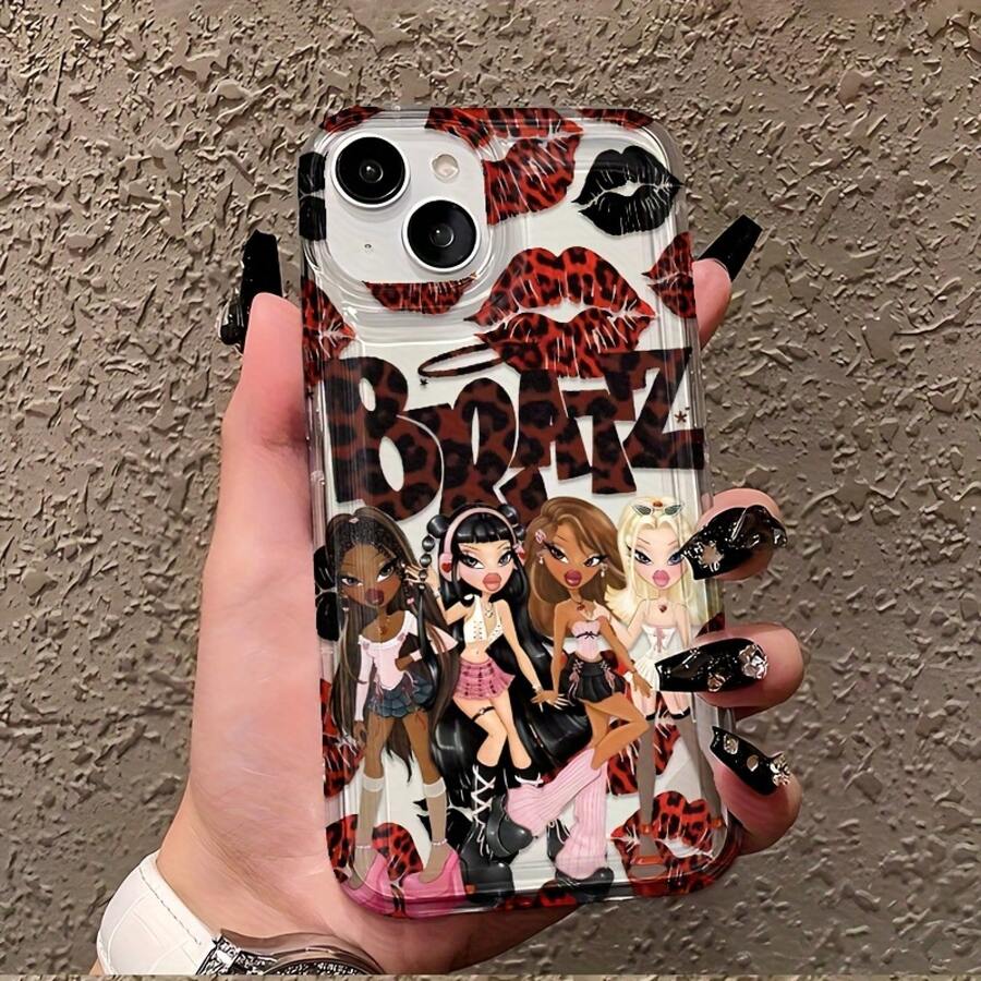 Phone Case: Chic Cute Personality B-Bratzs Leopard Lip Print Y2K Design Phone Case Suitable For  17 16e 16 15 14 13 12 11 Pro Max Mini Air XR XS X 7 8 Plus Soft TPU Back Cover 17 Case Scover De  17 Pro Max - 混合顏色 - 查看 1