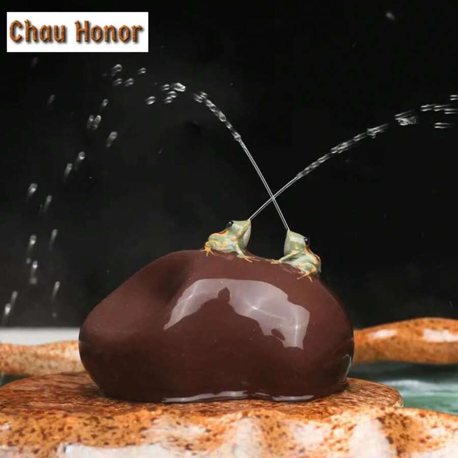 Figura de piedra de rana deé de arcilla púrpura de Boutique Spray Wate, adornos de escritorio, escultura hecha a mano, artesanías, decoración de juego deé, regalos - 6,5 x 4,5 x 5 cm - Ver 1