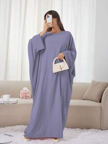 1 pièce Robe Khimar à manches chauve-souris grande taille douce, Hijab de prière de qualité supérieure pour femmes musulmanes, Vêtements islamiques, Khimar polyvalent classique pour toute robe Abaya - Multicolore - Voir 9