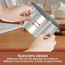 6-12in/15~30cm kakform i rostfritt stål, lämplig för universella kakringar, justerbar kakform i rostfritt stål, 8cm höjd, vanlig chiffongkakform, rund bakform, kakkantform - - - Visa 6