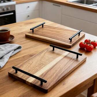 1pc Wooden Serving Tray, Cake Stand, Dessert Platter, Dish, Ramadan Gift, Kitchen Ramadan Essentials, Kitchen Utensils, Suitable For Ramadan, Room Decor, Bathroom, Wedding, Kitchen Accessories, Easter, Kitchen Storage, Camping