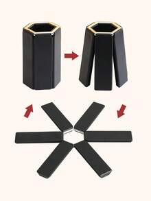 1-3pcs Multi-Functional Foldable Heat Resistant Mat - Heat Resistant Non-Slip Kitchen Mat, Space Saving, Easy Storage, Suitable For Home Kitchen Pot Holders, Hotel Restaurant Wok, Casserole, Dry Pot - Heat Resistant, Non-Slip, Heat Insulation Pad - Black - View 6