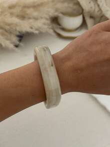 1pc Asymmetrical Wide Acrylic Alloy Marble White Bracelet, Suitable For Women's Daily Commute, Gathering With Friends, Romantic Festivals, Street Snapshots, Fashion Shows (The Texture And Color Of The Bracelet May Differ From The Actual Product) - Multicolor - View 11