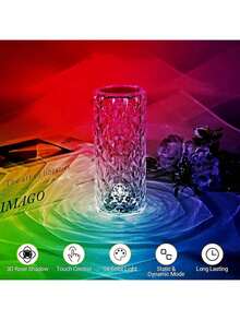 16-Color Rose Ambient Light Crystal Table Lamp RGB Color Changing Night Light,Romantic LED Rose Diamond Touch Lamps For Living Room (Remote & Touch) - 16 màu - Xem 5