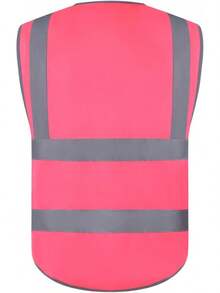 XIAKE Reflective Safety Vest Men & Women High Visibility Class 2 Vest With Pockets Meets ANSI Standards - Pink - View 3
