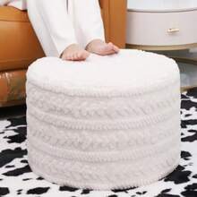 Asuprui - Taburete redondo otomano 20 x 14 pulgadas multifuncional moderno pufs de piso reposapiés para sofá asiento adicional para sala de estar entrada pasillos y dormitorios marfil - Marfil - Ver 3