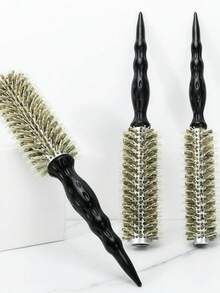 Professionelle Rundbürste mit Heißluft, geeignet zum Stylen - Aluminiumkörper und Nylonborsten. Präzise Temperaturkontrolle beim Stylen. Erhältlich in 3 Größen. Geeignet für Barbershops, Salons, Reisen, Rückkehr zur Schule, Urlaub und verschiedene Anlässe, eine ideale Wahl für das Haarstyling. Entwirrt das Haar mühelos, ein leistungsstarkes Werkzeug. - Schwarz - Übersicht 7