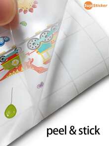 2pcs Cute Cartoon Animal, Small Train, Dessert & Cake Pattern Learning Wall Stickers, Waterproof For Kindergarten, Living Room, Kids Room Decor, 12.8*18.62inch - Multicolor - View 9