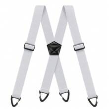 Tirantes ocultos para hombres Tirantes de trabajo ajustables elásticos de 1,6 de ancho resistentes con 4 tirantes en la espalda en X con 4 bucles a presión para pantalones AOUQ - Rojo - Ver 10