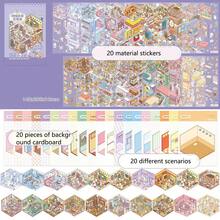 1 Set Miniature Scenery Sticker Book Collection 3D House Stickers For Kids Craft Scene Sticker Book Collage Small Patterns - Multicolor - View 11