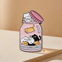 Broche redondo de gato pequeño y lindo, serie de animales de dibujos animados, broche de gato con botón de silicona en la parte posterior, adecuado para mochilas, bolsos, camisas multifuncionales, accesorios de ropa, decoraciones geniales e interesantes, regalos ideales y los mejores regalos para familiares y amigos - Multicolor - Ver 3