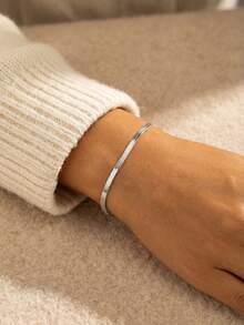 1pc Elegant Knotted Snake Bone 925 Sterling Silver Chain Bracelet, Jewelry Gift For Sisters And Friends - Style 4 - View 3