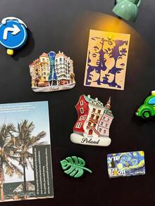 1个波兰地标3D立体画冰箱贴，彩色旅行纪念品磁性贴纸，家居装饰创意礼品，3D浮雕树脂PVC冰箱贴，厨房装饰，著名风景冰箱贴，旅行爱好者的理想礼物 - 彩色 - 查看 8