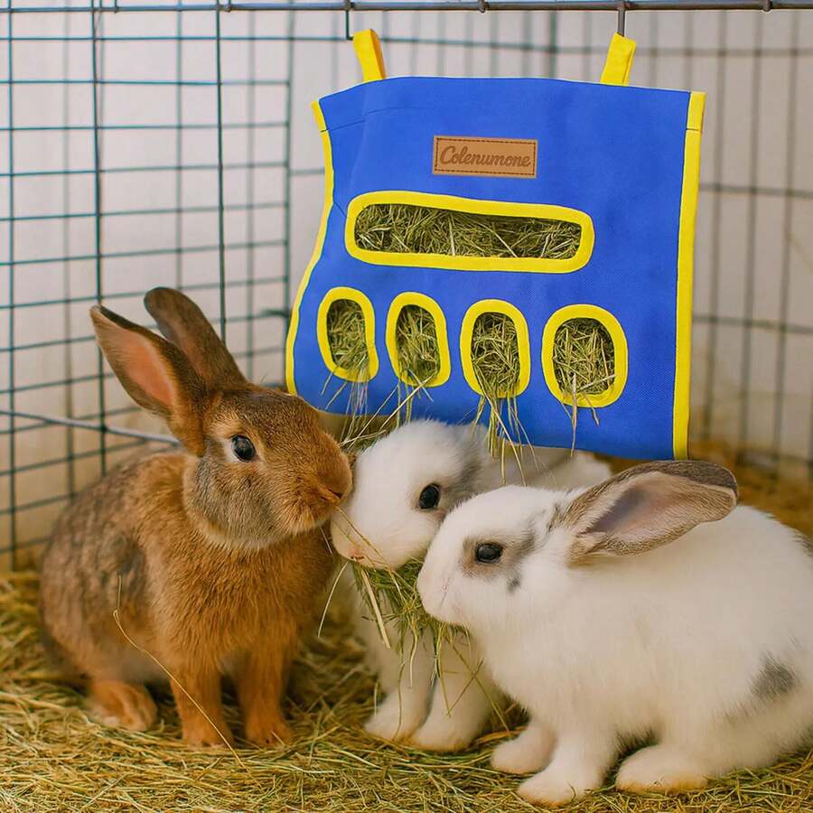 四孔干草袋，兔子/仓鼠/豚鼠喂食袋，宠物喂食袋，小型宠物用品 - 彩色 - 查看 1