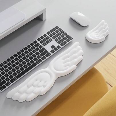 1 Memory Foam Leather Wrist Rest, Keyboard Wrist Guard, Mouse Wrist Guard, Gradually Thickened, Ergonomic, With Wrist Rest, Computer Mouse Pad, Pain Relief, Keyboard Wrist Rest, With Coaster, Anti Slip PU Base