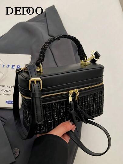 1pc Women's Fashion Square Handbag, Elegant Crossbody Phone Bag, Black