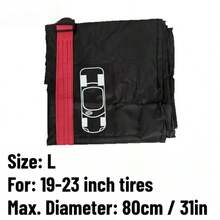 1个带红色编织手柄的轮胎罩，防刮防尘，适用于多种车辆备胎