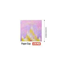 25件套一次性公主城堡主题派对用品套装，包括盘子、餐巾纸、杯子，适合生日、婚礼、家庭野餐等场合。 - 彩色 - 查看 12