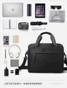 Nuevo maletín de tela Oxford para hombre, gran capacidad, uso comercial y oficial, bolso de lona para hombro, bolso bandolera, bolso para portátil para hombre - Verde Oscuro - Ver 9