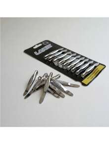Kit 12 Pinças Depilatórias Lamix Inox Ponta Reta Profissional - Prata - Visão 2