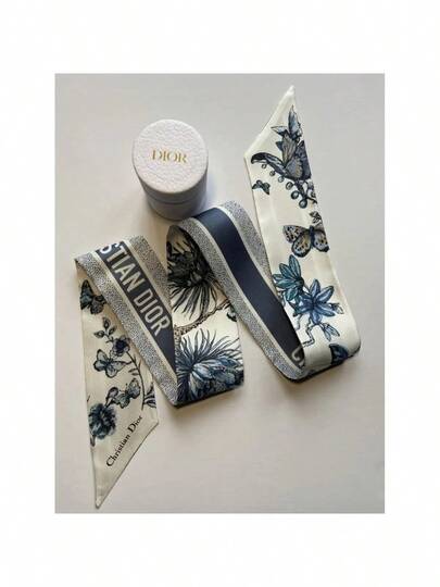 Dior 蝴蝶花瓣围巾、发圈、小丝带，也可作小围巾、包包装饰，休闲可爱，蓝色、绿色、粉色