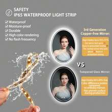 CYPNWisfor Espejo Baño Led Ovalado: Espejo Baño Pared con Luz Led Integrada 50x70 cm Espejo Moderno Antivaho Inteligente Retroiluminado 3 Colores de Luz Regulable Interruptor Tactil para Tocador LavavoFashion - 219836918 - Ver 8