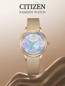CITIZEN 女士经典石英表，玫瑰金不锈钢表壳，珍珠母贝表盘 - 金色 - 查看 1