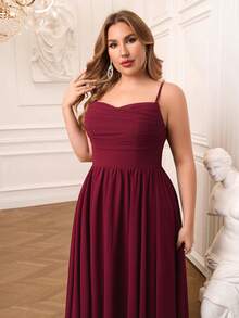 AOSHABABI Burgundy Draped Chiffon Elegant Women's Evening Gown Party - Burgundy - View 6