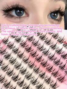 Lvcheryl 100-120pcs/Box 10 Rows Self-Adhesive False Eyelashes, Reusable, No Glue Needed, Waterproof, Natural Look, Suitable For Beginners, Eyelash Clusters, Eyelash Clusters, Individual False Eyelashes, Eyelashes, False Eyelashes - C - View 6