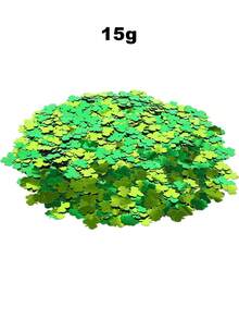 15/30克圣帕特里克节三叶草彩纸装饰，绿色金属箔三叶草形状桌面彩色亮片幸运三叶草彩纸，适用于圣帕特里克节、爱尔兰主题派对、春季餐桌装饰、生日家居装饰 - 綠色 - 查看 10
