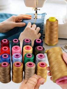 EDCUEBE7 3000码缝纫线，包缝线-多色，缝纫线筒，通用缝纫线，包缝线筒，涤纶包缝线，适用于包缝机、锁边机、绗缝、拼接、缝纫机、手工刺绣