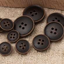 10颗复古天然黑咖啡色细边四孔木质纽扣，适用于衬衫、开衫、毛衣、西装外套、大衣，用途广泛的木质装饰纽扣 - A-黑色 - 查看 7