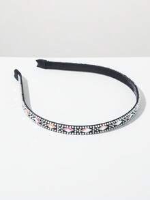 1条黑色细发箍，简约水钻装饰，百搭时尚配饰，优雅时尚，适合日常佩戴的发箍发圈 - AB - 查看 3