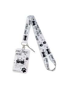 1个休闲猫咪图案挂绳证件套，适用于医生、护士、学生、教师的证件带保护套，可作为礼物或日常使用。 - 彩色 - 查看 10