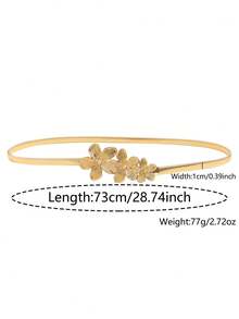 女士金属腰带，花卉纹理百搭时尚腰带，金银色 - 彩色 - 查看 4