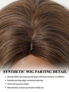 Tóc giả dài 22 inch màu nâu trung bình, kiểu gợn sóng, dành cho nữ, làm từ sợi tổng hợp chịu nhiệt, phù hợp sử dụng hàng ngày, đi làm và dự tiệc. - màu nâu - Xem 5