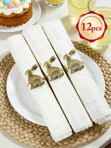 4-12pcs/Set Premium Easter Bunny Napkin Rings For Easter Table Decoration - Multicolor - View 13