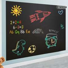 1卷可重复使用的自粘黑板墙贴，哑光乙烯基材质，适用于家居、办公室、教室装饰，易于粘贴，耐用的干擦表面，非常适合留言、艺术创作，适用于办公室、学校和家庭。 - 彩色 - 查看 2