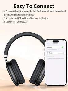 Tagry Wireless Bluetooth Headphones With Microphone, Foldable & Portable, HiFi Stereo Sound, Memory Foam Earcups - 黑色 - 查看 7