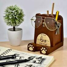 I'm Wood Multipurpose Eyeglass Phone Pen & Pencil Holder Stand Stationery Desk Box Organizer Accessories, Home Office Desktop Decor Birthday Graduation Gifts "Dream Big Aim High"(Bear) - Bear - 查看 8