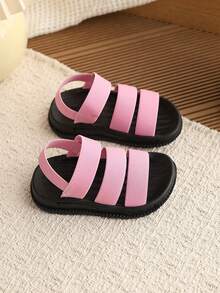 1 Pair Girls' Soft Bottom Fashionable Versatile Non-Slip Flat Sandals, Toddler/Little Kid Daily Wear Casual Soft Bottom Beach Sandals - Pink - View 6