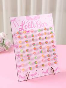 26*35厘米粉色蝴蝶结婴儿派对棒棒糖展示架，可重复使用的糖果/甜点架，一周岁生日派对用品，家用甜甜圈展示架，派对食品展示架，棒棒糖架，性别揭晓派对装饰，婴儿派对/性别揭晓派对餐桌装饰，婴儿派对礼物，性别揭晓派对用品，派对甜点站，粉色蝴蝶结装饰，公主派对装饰，婴儿派对装饰 - 粉紅色蝴蝶結 - 查看 6